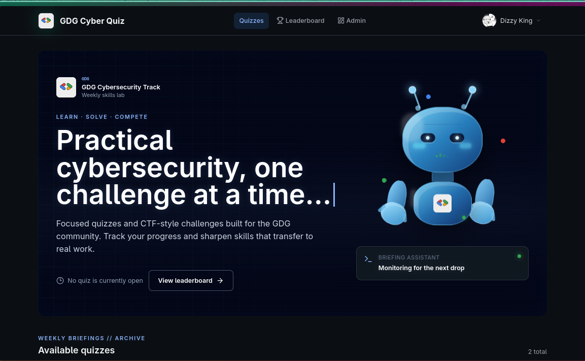 GDG Cyber Quiz screenshot